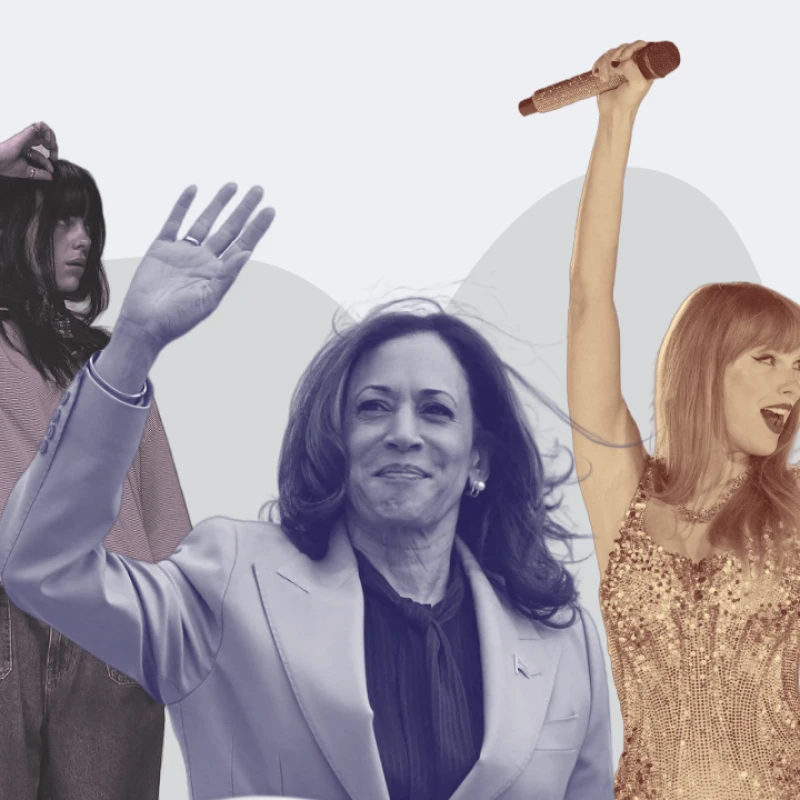 Billie Eilish (L), Kamala Harris (S), Taylor Swift (D)