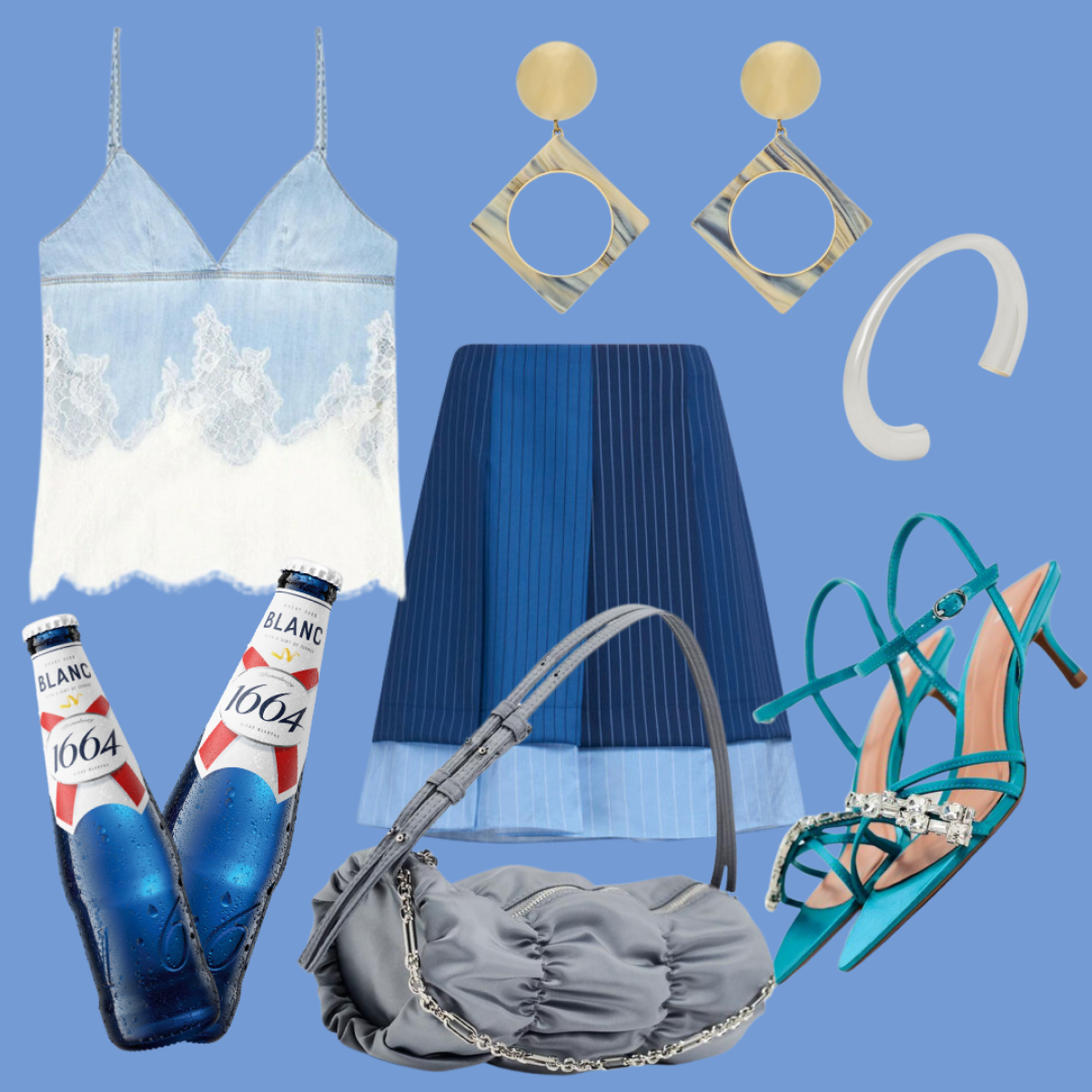 Top s čipkom (diesel), Suknja (Marni), Naušnice i metalna narukvica (Saint Laurent), Torba i cipele (Zara) 